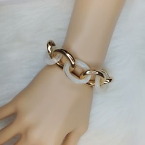 LEE BY LEE ANGEL GOLD/ACRYLIC LINK BRACELET